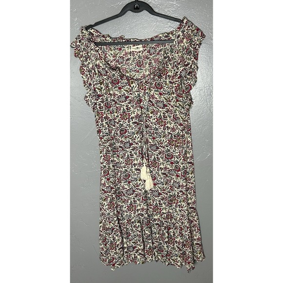 Natural Life Women's Midi Dress Floral Size XL Tassels Short Sleeve Spring Boho - Picture 6 of 11